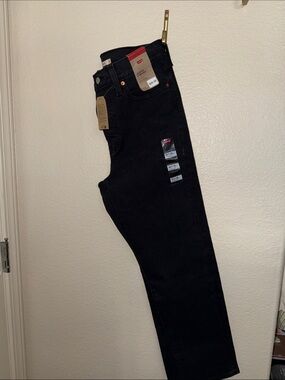 Levi's Straight Black Jeans with Red Tag Accent